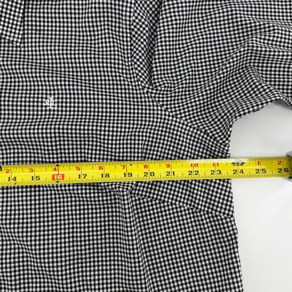 Lauren Ralph Lauren ECU Women Black White Gingham Check Button Down Blouse 1x - Picture 9 of 10